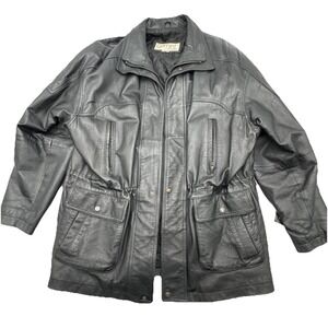 Vintage Leather COMINT Men's L Coat 7 Pockets Mid-Length Coat Y2K Biker Gothic